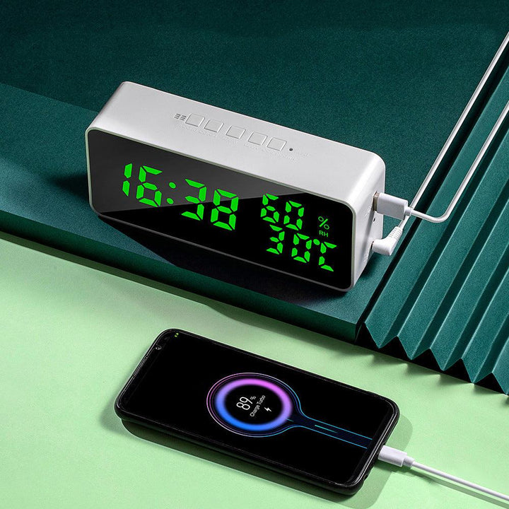 Colorful Mulitfunctional Alarm Clock Countdown Recording Charging Mirror Clock LED Digital Temperature Humidity Display Clock - MRSLM