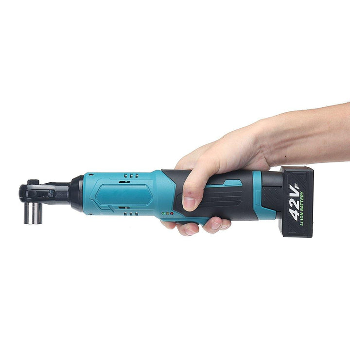 42V 3/8'' 90Nm Electric Wrench Cordless Rechargeable LED Ratchet Angle Wrench Tool - MRSLM