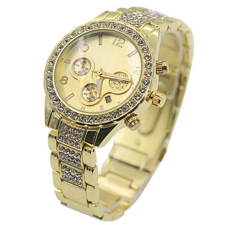 Women's Geneva Decorative Dials Stainless Steel Band Quartz Analog Wrist Watch - MRSLM