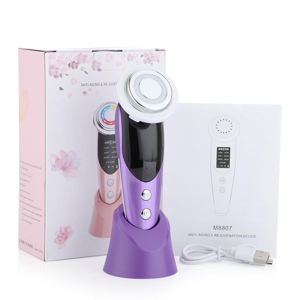 7-in-1 Facial Massager EMS Micro-current Color Light Vibration LED Beauty Purifying Introducer Skin Care Beauty Device - MRSLM