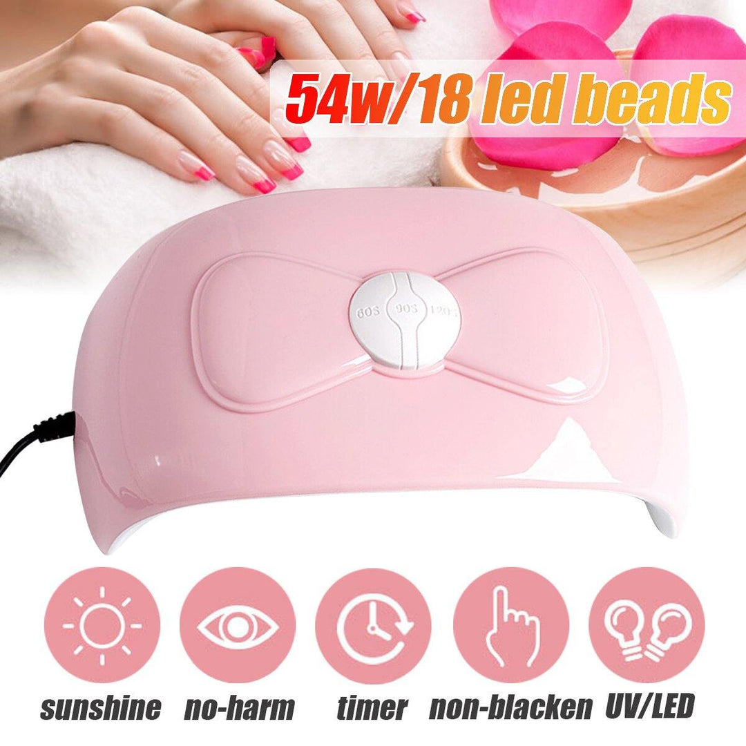 54W UV LED Lamp For Manicure Nail Dryer Machine Pink Bow Lamp For Curing Polish Sunlight Nail Tools - MRSLM