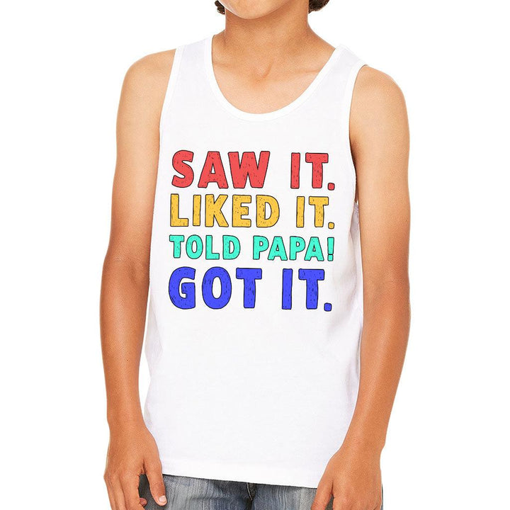 Saw It Liked It Kids' Jersey Tank - Colorful Sleeveless T-Shirt - Best Design Kids' Tank Top - MRSLM