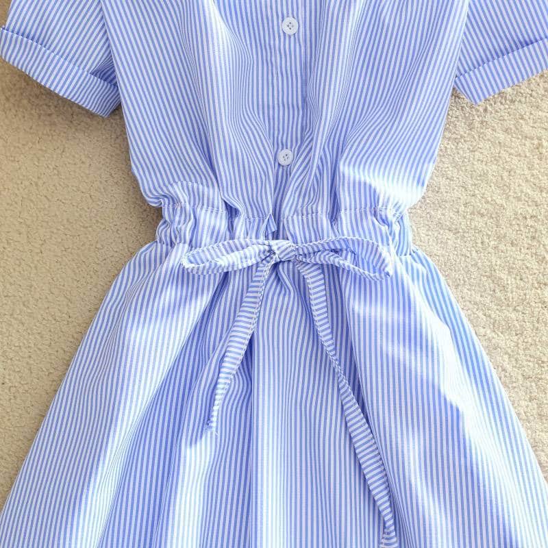 Elegant Striped Cotton Shirt Dresses