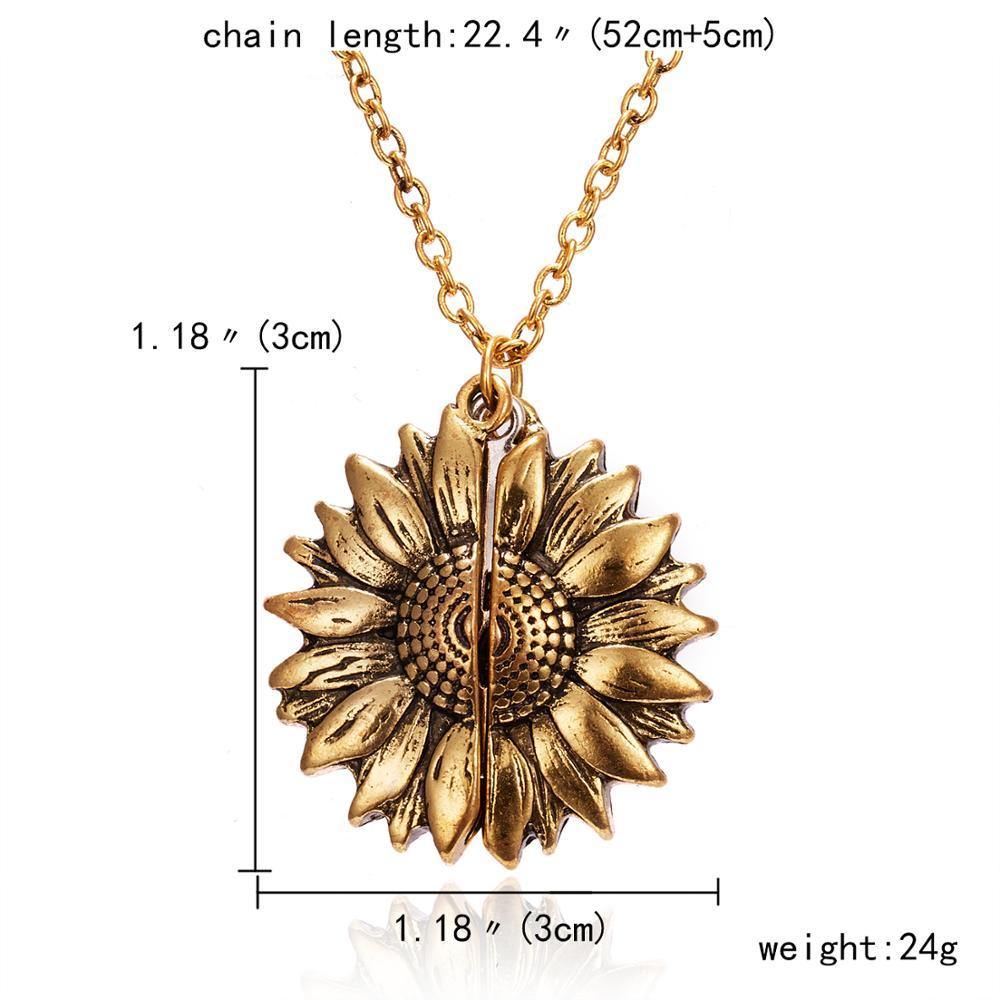 Gold Silver Color Open Locket Necklace Engraved You Are My Sunshine Sunflower Pendant Necklace Unique Party Jewelry Gift - MRSLM