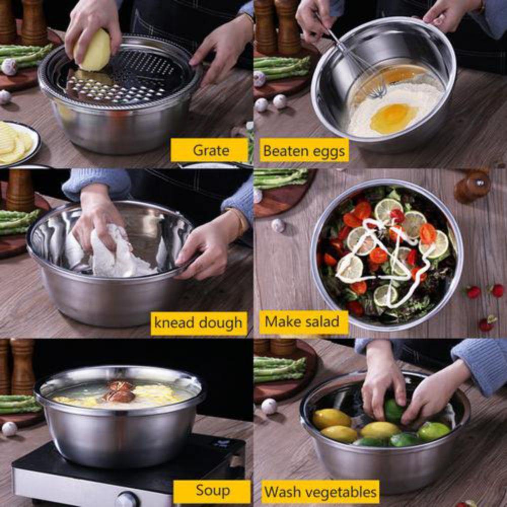 3PCS/Set Multifunctional Vegetable Slicer Potato Graters Cheese Grater Cutter Drain Basin for Vegetables Fruits Salad - MRSLM