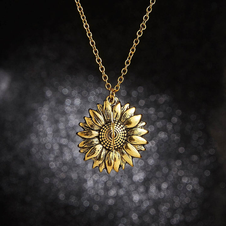 Gold Silver Color Open Locket Necklace Engraved You Are My Sunshine Sunflower Pendant Necklace Unique Party Jewelry Gift - MRSLM
