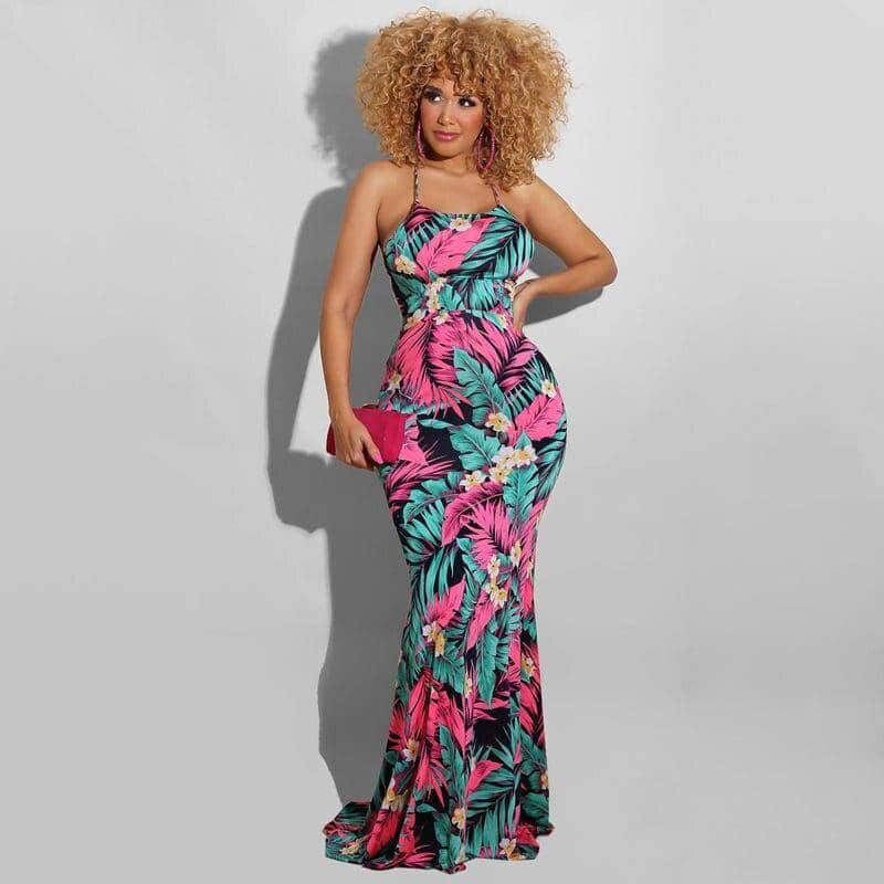 Printed Bodycon Maxi Dress