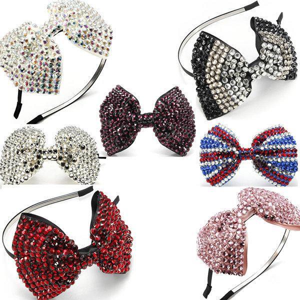 Crystal Drill Diamante Bow Headbrand Rhinestone Hair Accessories - MRSLM