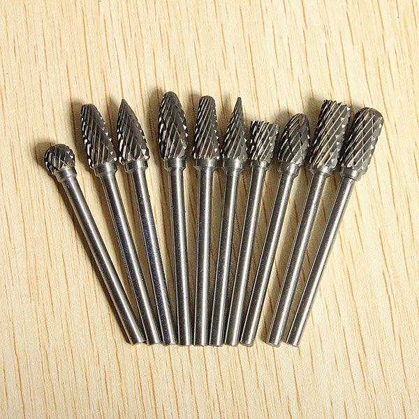 10pcs 1/8inch Tungsten Carbide Cutter Rotary Burr Set Cnc Engraving - MRSLM