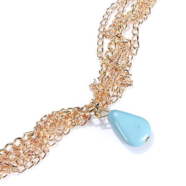 Lady Headdress Turquoise Stone Gold Headbrand Hair Cuff Chain - MRSLM