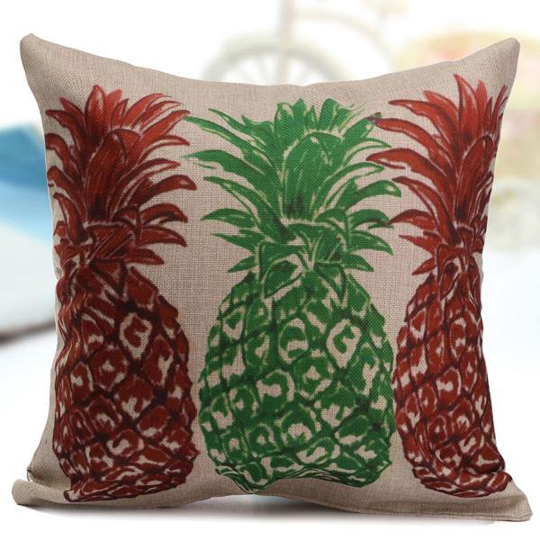 Linen Vintage Pineapple Ocean View Pillow Case Home Sofa Car Cushion Cover - MRSLM