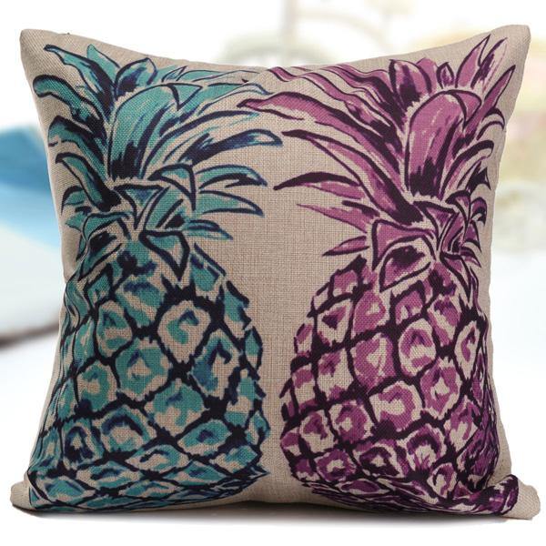Linen Vintage Pineapple Ocean View Pillow Case Home Sofa Car Cushion Cover - MRSLM