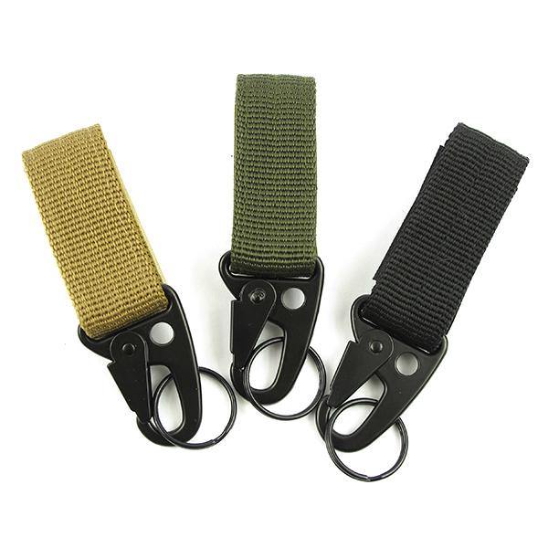 Carabiner Hook Webbing Buckle Nylon Molle Belt Hanging Key Ring Outdoor Tool - MRSLM