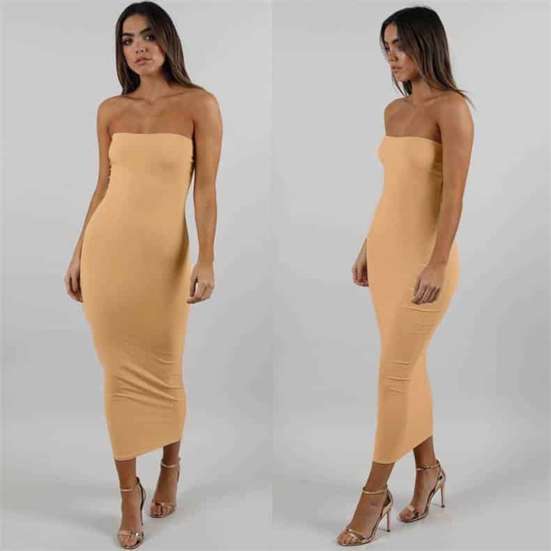 Sexy Strapless Long Bodycon Dress for Women