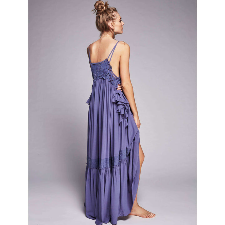Solid Blue Maxi Dress for Women