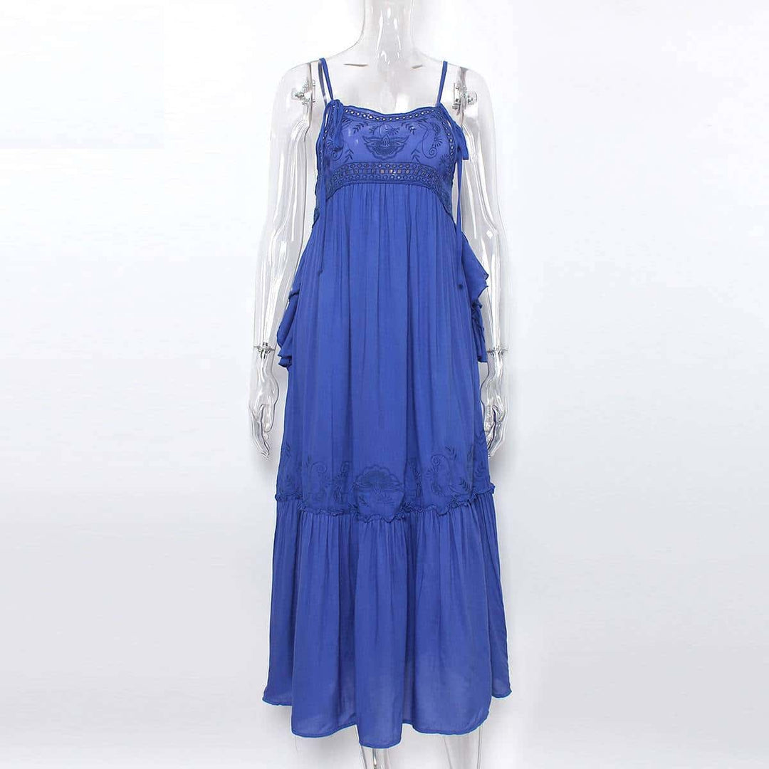 Solid Blue Maxi Dress for Women