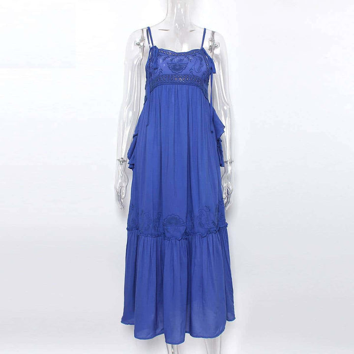 Solid Blue Maxi Dress for Women