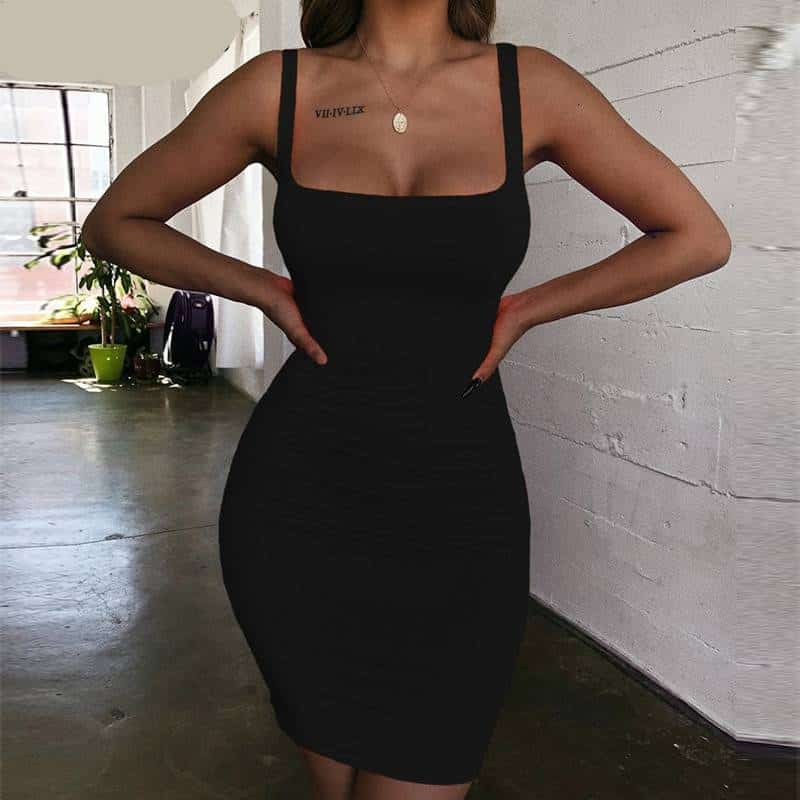 Spaghetti Strap Simple Women's Bodycon Dress