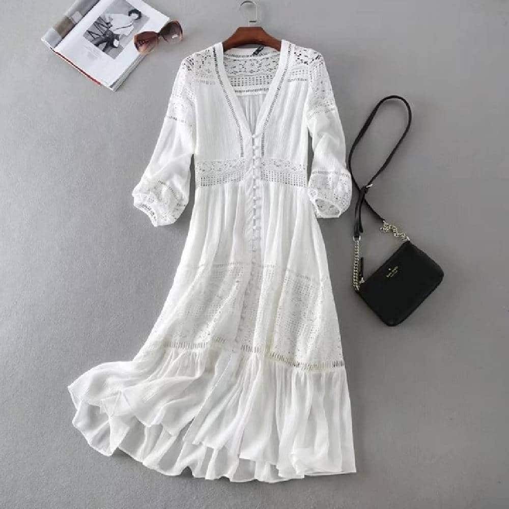 Vintage Lace Women's Dress in White