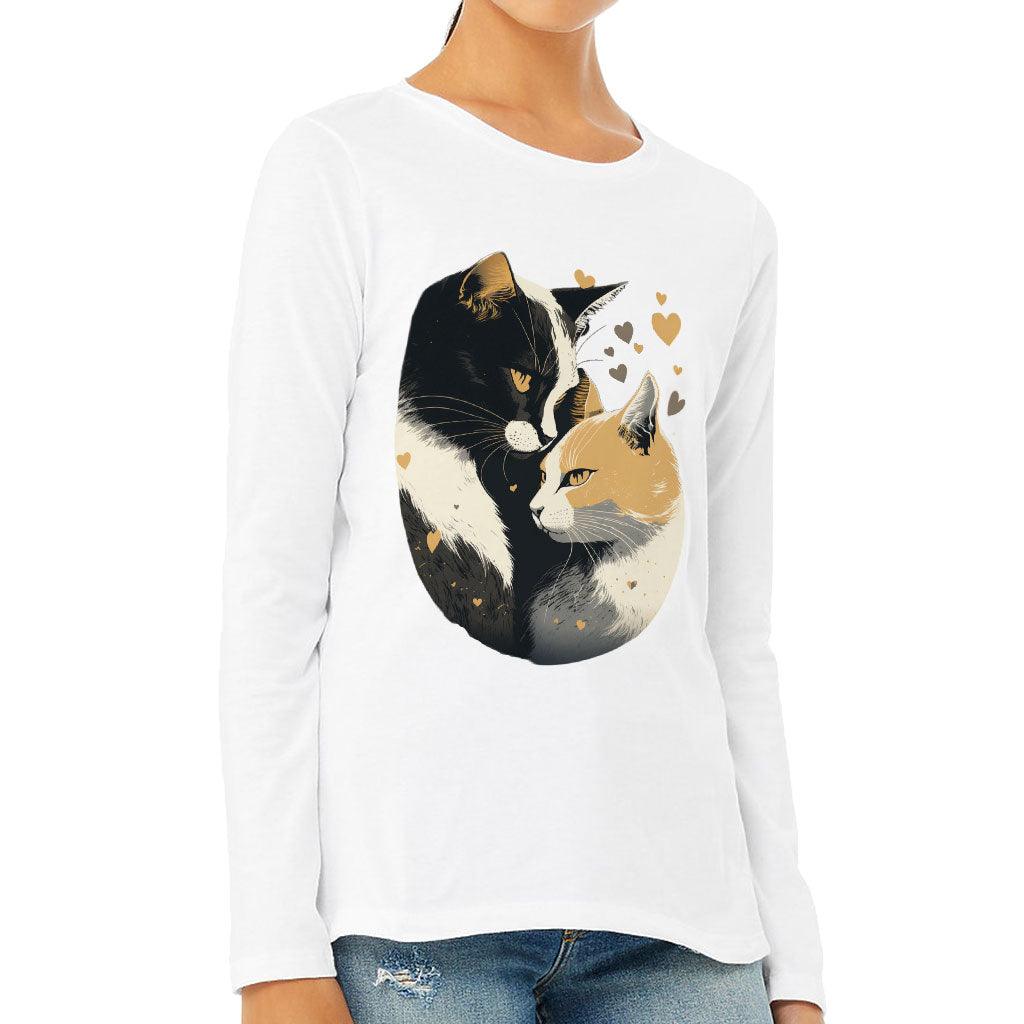 Cat Love Women's Long Sleeve T-Shirt - Couple Style Long Sleeve Tee - Printed T-Shirt - MRSLM