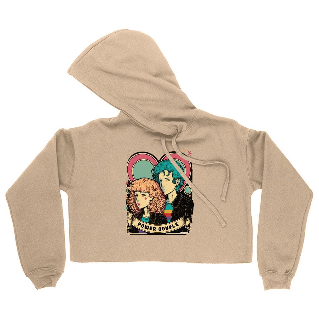 Power Couple Women's Cropped Hoodie - Love Cropped Hoodie - Art Hooded Sweatshirt - MRSLM