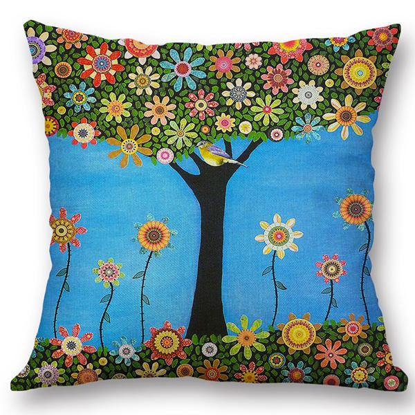 European Style Oil Painting Tree Cushion Cover Home Decor Throw Pillow Case - MRSLM