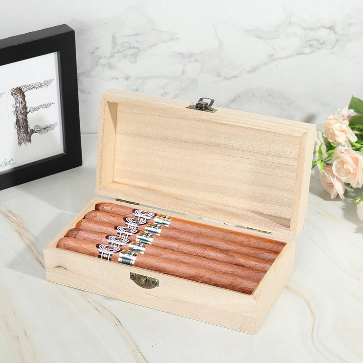 Solid Wood Rectangular Cigars Storage Box Retro Wooden Box Gift Box Flip Type - MRSLM