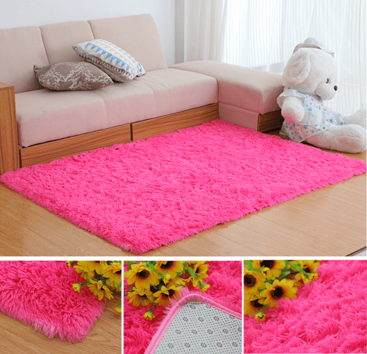 70x140cm Bedroom Living Room Soft Shaggy Anti Slip Carpet Absorbent Mat - MRSLM