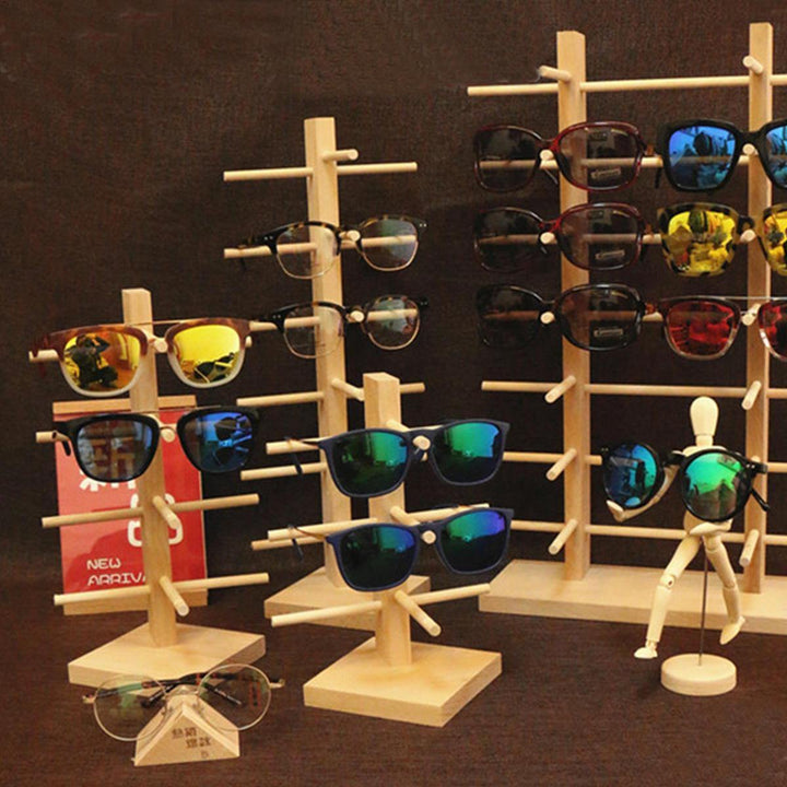 Natural Wood Sunglasses and Eyeglasses Display Rack - Organizer Stand Holder with 3/4/5/6 Layers - MRSLM