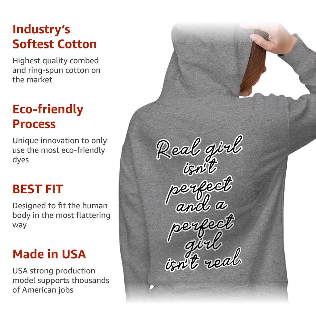 Real Girl Isn't Perfect Women's Zip Hoodie - Themed Hooded Sweatshirt - Best Design Hoodie - MRSLM