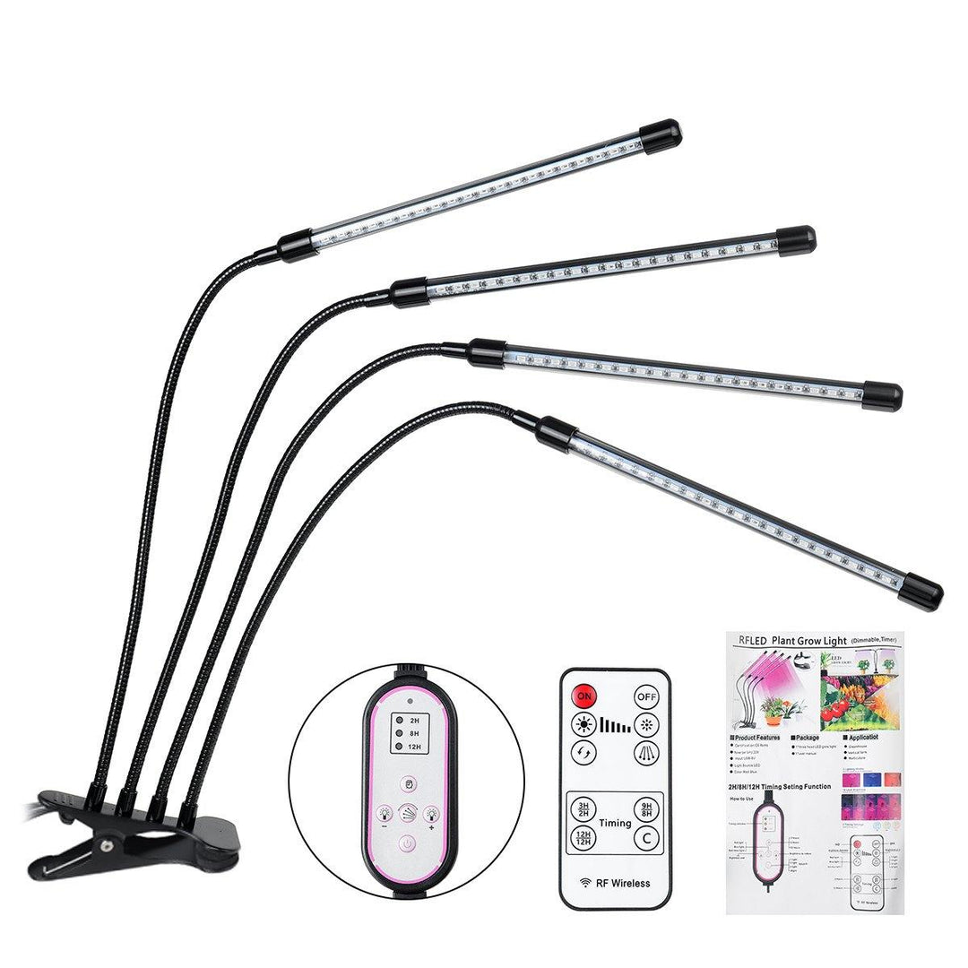 18W/20W/27W 2/3/4 Heads USB LED Plant Growing Light Clip-on Flexible Lamp with Remote Control DC5V - MRSLM