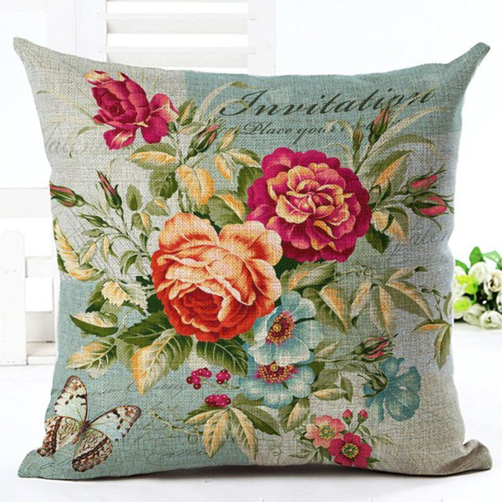 Honana HT-516 Flower Eiffel Tower Style Flower Pillow Case Cotton Linen Cushion Cover Home Sofa Car Decor - MRSLM