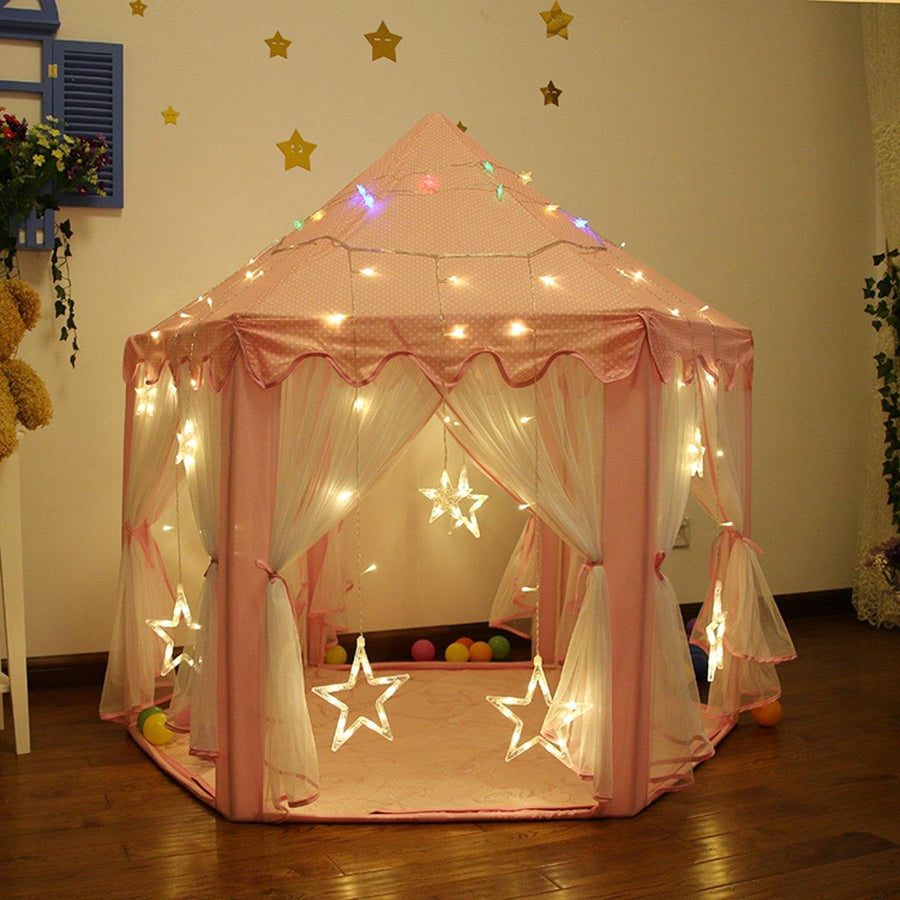 Pink Girls Castle Play Tent Princess Playhouse Children Kids Indoor Toys - MRSLM