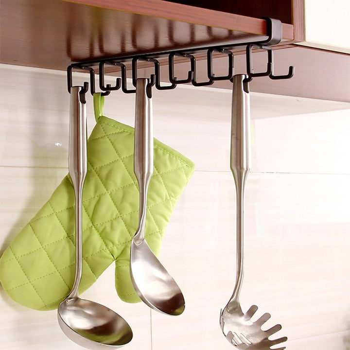 12 Hooks Cup Holder Hang Kitchen Cabinet Under Shelf Storage Rack Organizer Hook - MRSLM