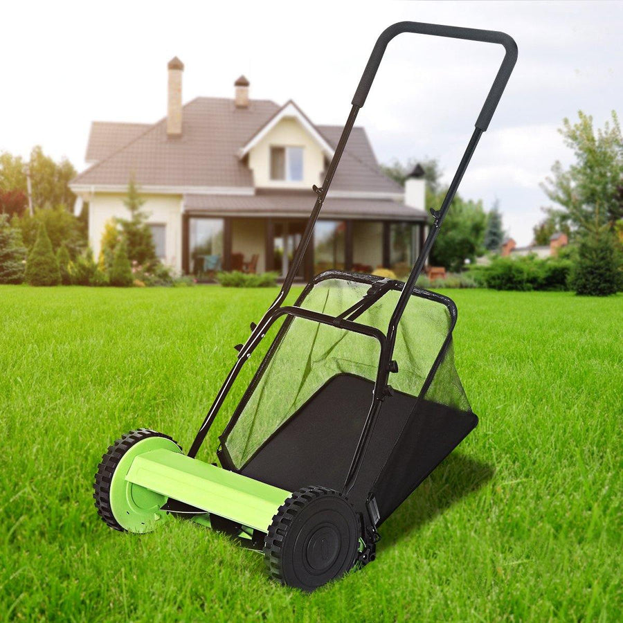 Hand Push Lawn Mower Manual Reel Lawnmower Grass Catch Garden Tool Manchine - MRSLM