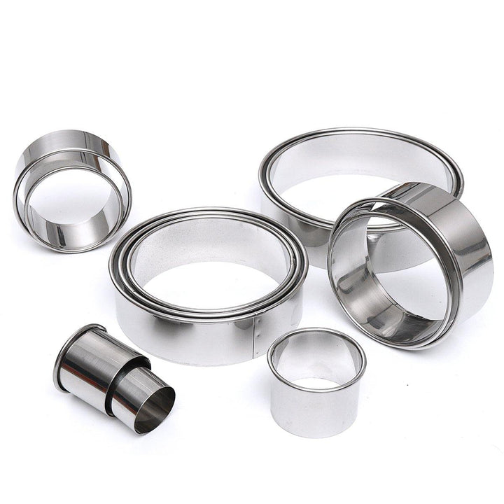 12Pcs DIY Round Stainless Steel Mousse Circle Ring Molds Cake Cookie Pastry Baking Cutter Mould Set - MRSLM