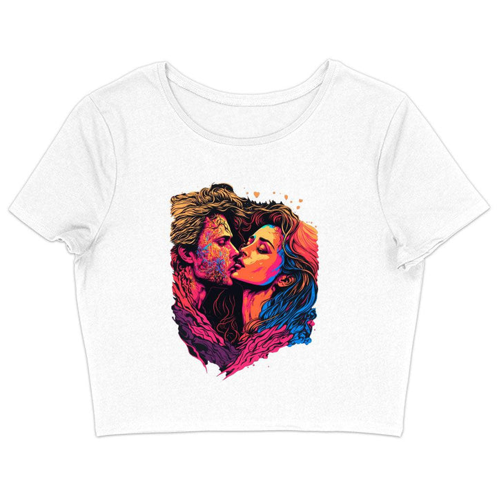 Passion Women's Cropped T-Shirt - Couple Print Crop Top - Unique Cropped Tee - MRSLM