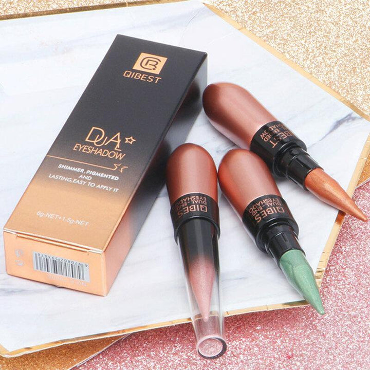 Metal Eyeshadow Stick Black Eyeliner Waterproof Sweatproof Eye Shadow Eyeliner Dual-Use Pen - MRSLM