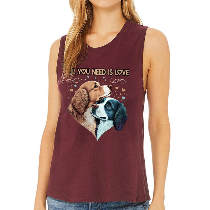 Dog Love Women's Muscle Tank - Cute Couple Tank Top - Art Workout Tank - MRSLM