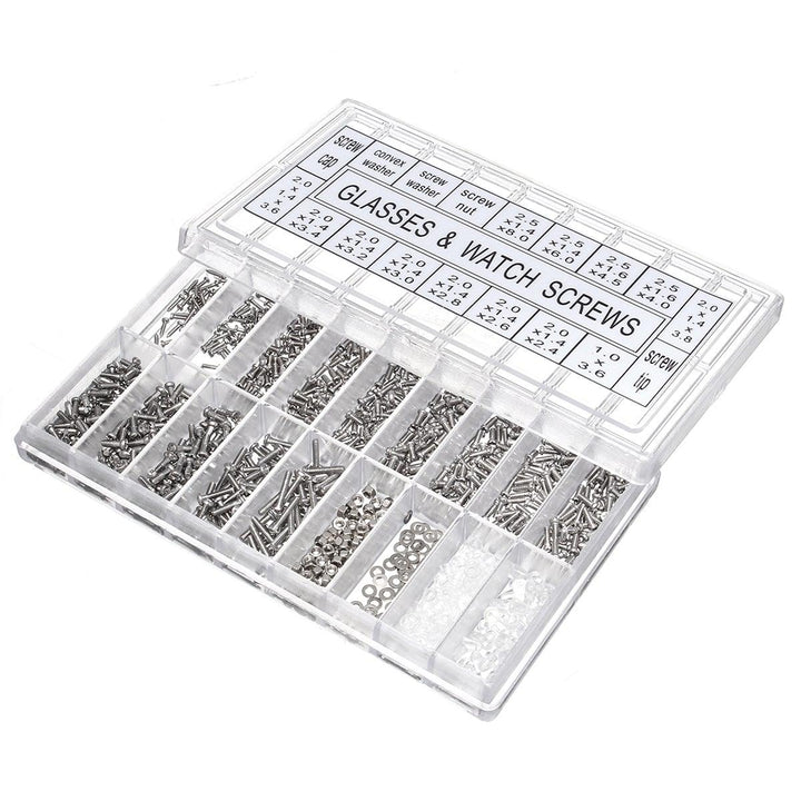 1000Pcs Micro Eyeglass Sunglass Spectacles Tiny Screw Nut Set Repair Kit Tools - MRSLM