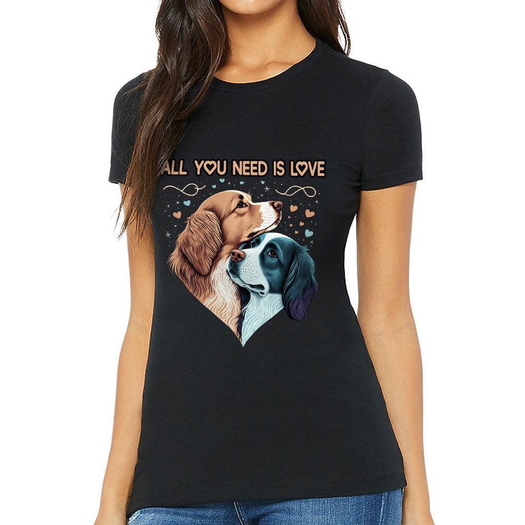 Dog Love Slim Fit T-Shirt - Cute Couple Women's T-Shirt - Art Slim Fit Tee - MRSLM