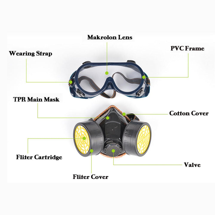 Gas Mask Protection Filter Chemical Respirator Safety Dust Mask Paint Spray Pesticide Anti Dust Respirator - MRSLM