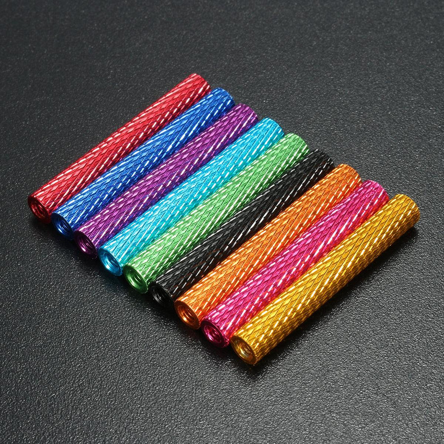 Suleve™ M3AS8 10Pcs M3 35mm Knurled Standoff Bolt Aluminum Alloy 6061 Anodized Spacer Multicolor - MRSLM