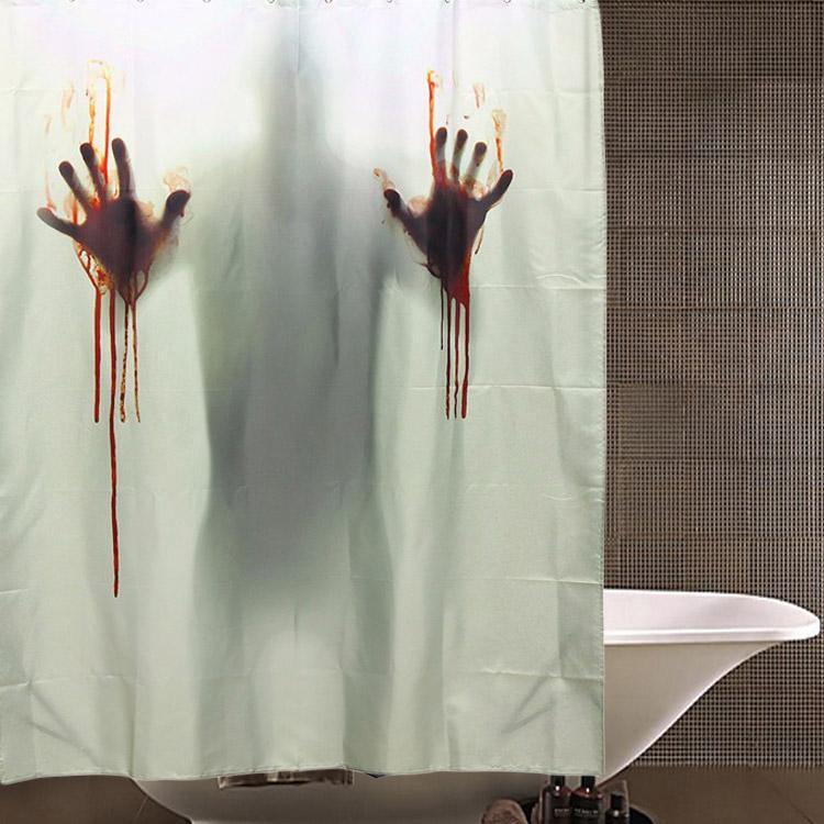 Halloween Horror Blood Bath Polyester Shower Curtain Bathroom Decor with 12 Hooks - MRSLM