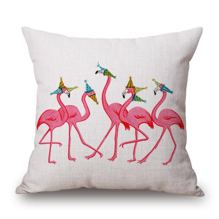 Honana WX-D2 45x45cm Vintage Flamingos Cotton Linen Throw Pillow Case Christmas Waist Cushion Cover - MRSLM