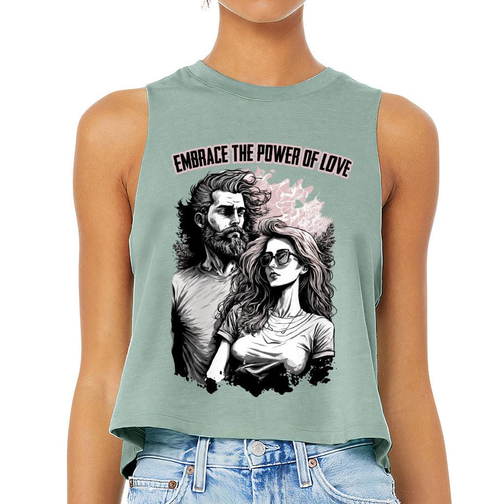 Embrace the Power Of Love Racerback Cropped Tank - Graphic Women's Tank - Unique Tank Top - MRSLM