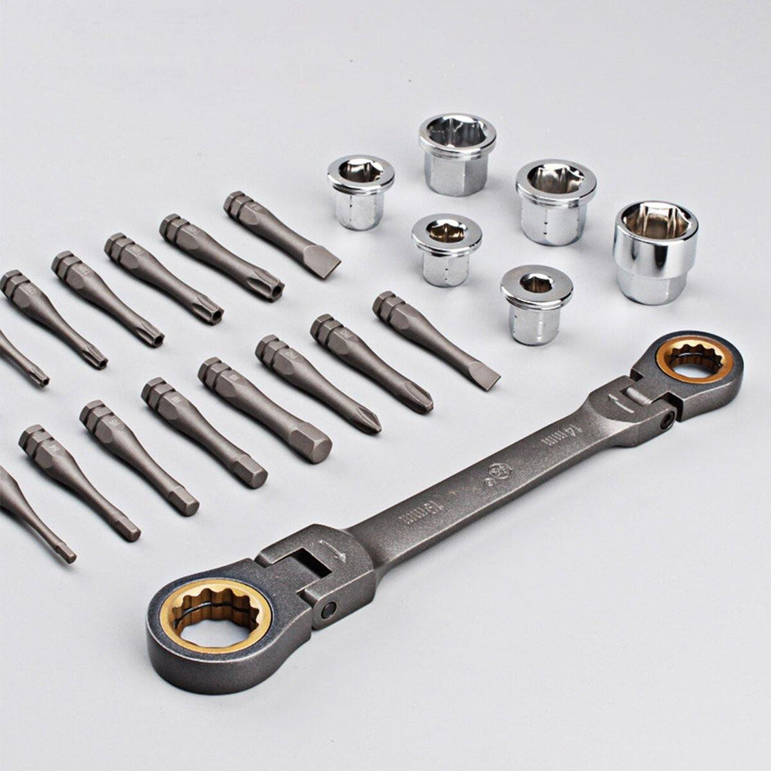 Multifunction Ratcheting Socket Wrench Set Metric with Adapter Socket Screwdriver - MRSLM