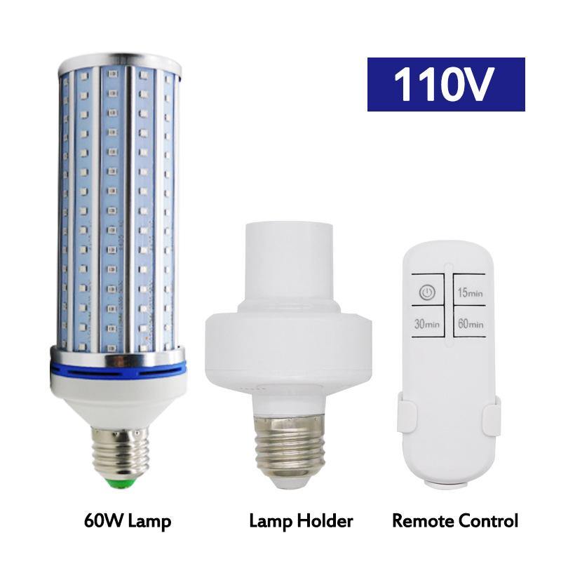 AC85 265V 60W E27 LED UVC Corn Bulb UV Germicidal Lamp Household Ultraviolet Disinfection Light Remote Control - MRSLM