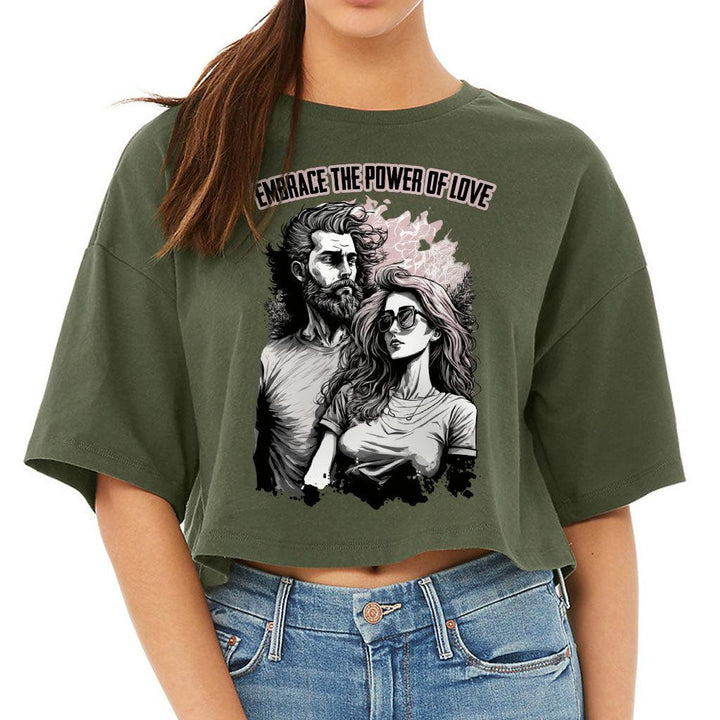 Embrace the Power Of Love Women's Crop Tee Shirt - Graphic Cropped T-Shirt - Unique Crop Top - MRSLM