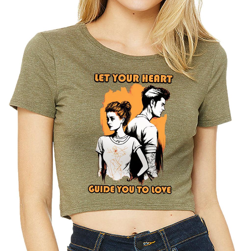 Let Your Heart Guide You Women's Cropped T-Shirt - Love Couple Crop Top - Colorful Cropped Tee - MRSLM